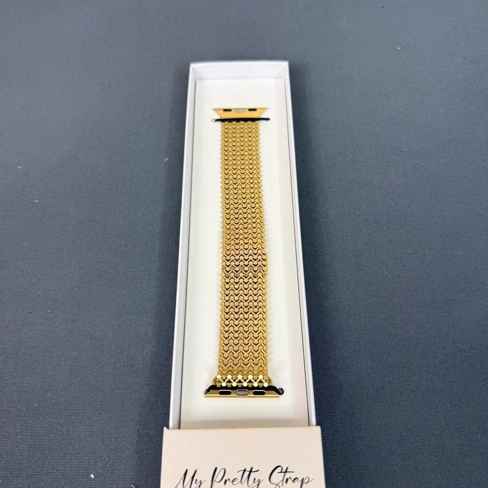 My Pretty Strap- Stainless Steel Apple Watch Band Gold Woven Link